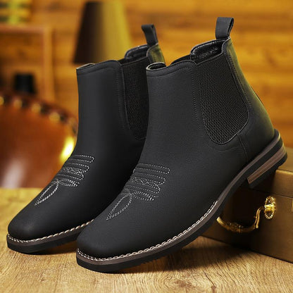 Men's Western Cowboy Boots Square Toe Chelsea