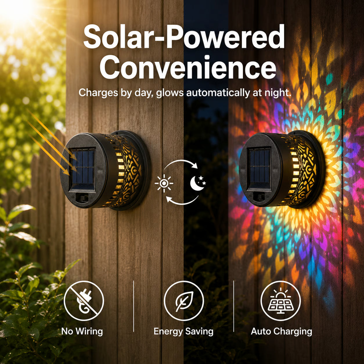 Seven-Color Changing Solar Mandala Projection Wall Light