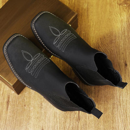 Men's Western Cowboy Boots Square Toe Chelsea
