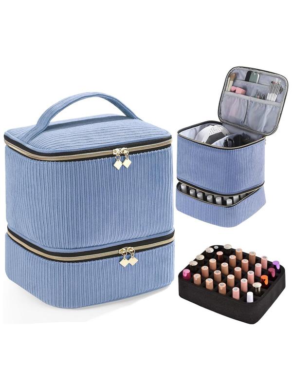 Double-Layer Quilted Nail Polish Storage Bag