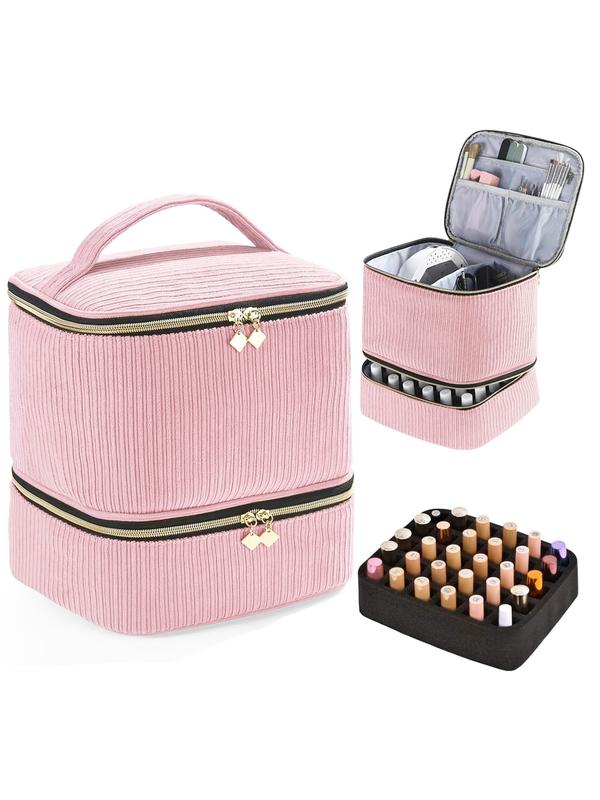 Double-Layer Quilted Nail Polish Storage Bag