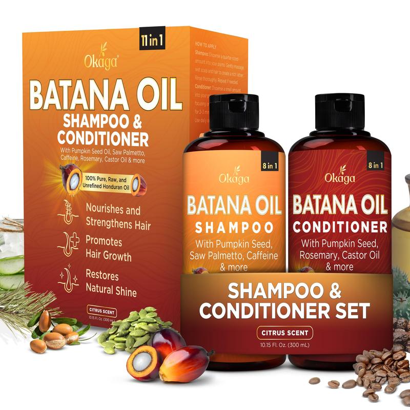 Okaga Shower Set - Batana Oil Shampoo & Conditioner - 100% Pure Organic for Hair Growth Support