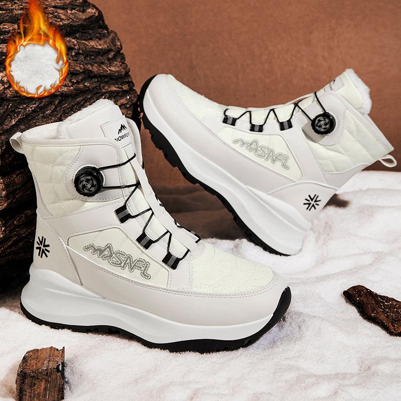 Men's Letter Print Contrast Faux Fur Snow Boots