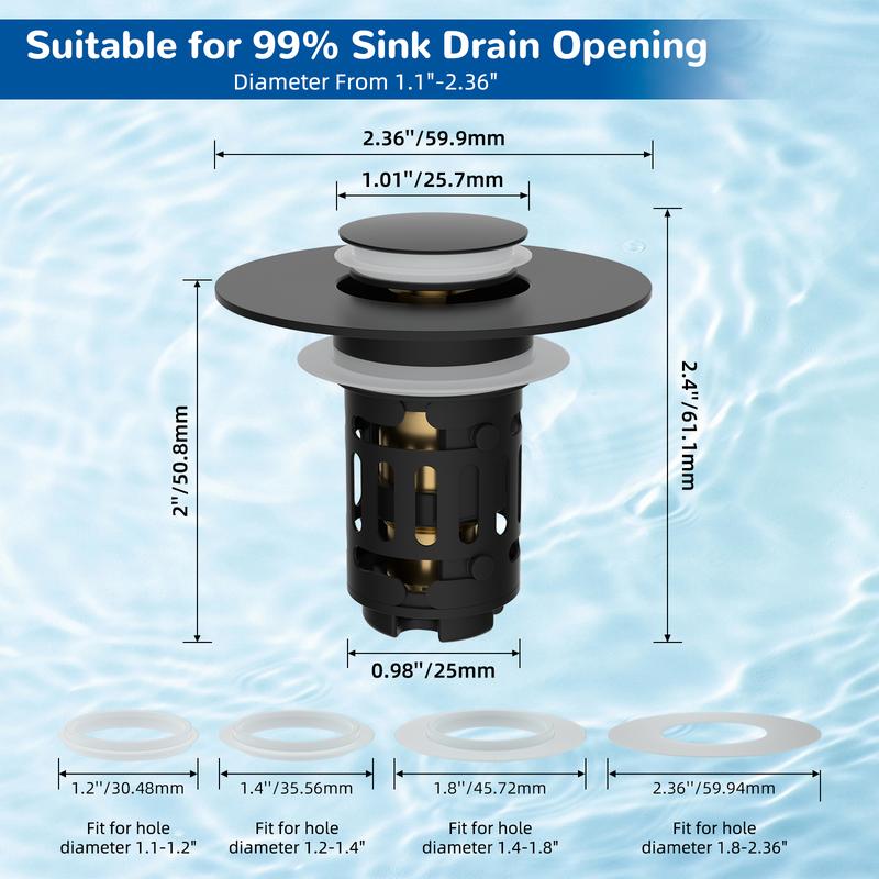 Upgraded 3-in-1 Bathroom Sink Drain Strainer Bathroom Accessories Set,