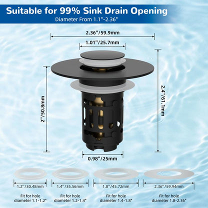 Upgraded 3-in-1 Bathroom Sink Drain Strainer Bathroom Accessories Set,