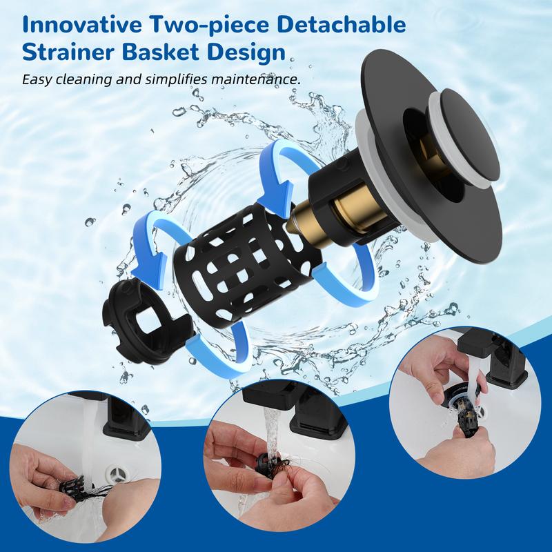 Upgraded 3-in-1 Bathroom Sink Drain Strainer Bathroom Accessories Set,