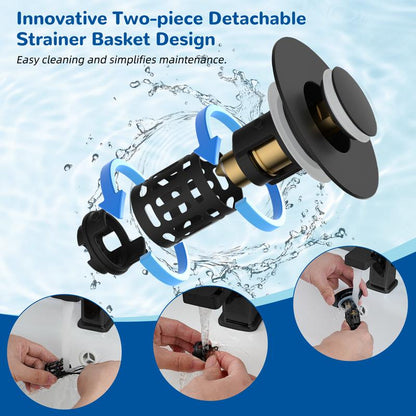 Upgraded 3-in-1 Bathroom Sink Drain Strainer Bathroom Accessories Set,