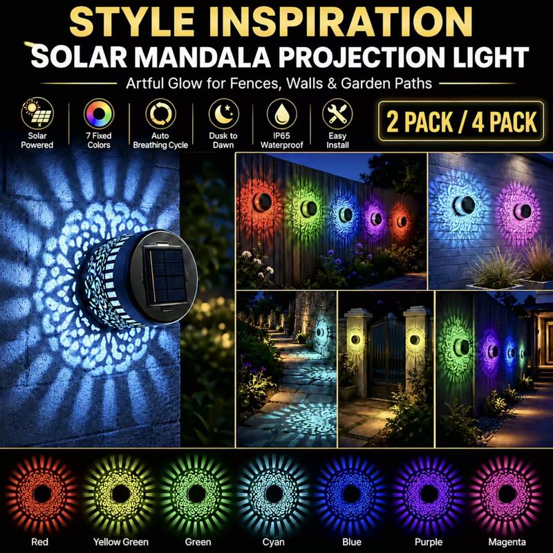 Seven-Color Changing Solar Mandala Projection Wall Light