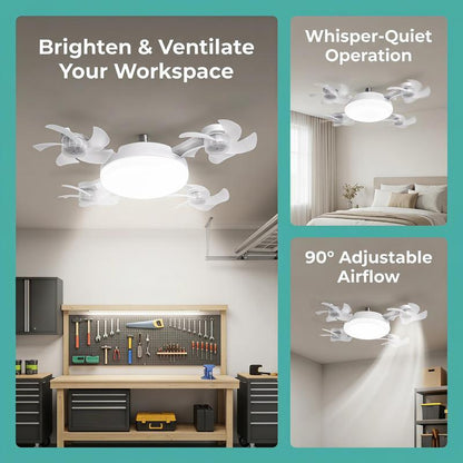 New Socket Fan Light, Screw-in Ceiling Fan with Light and Remote Control