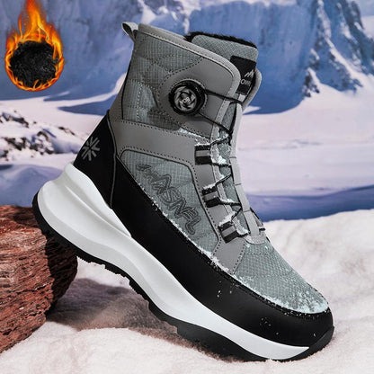 Men's Letter Print Contrast Faux Fur Snow Boots