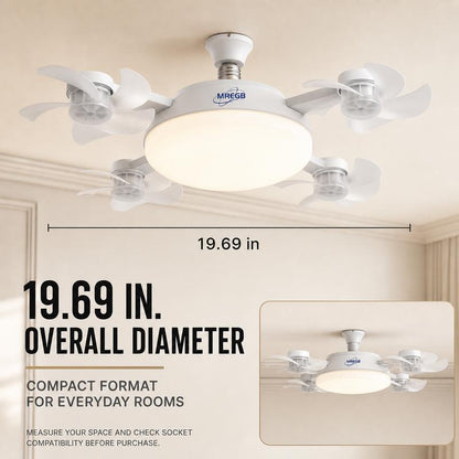 New Socket Fan Light, Screw-in Ceiling Fan with Light and Remote Control
