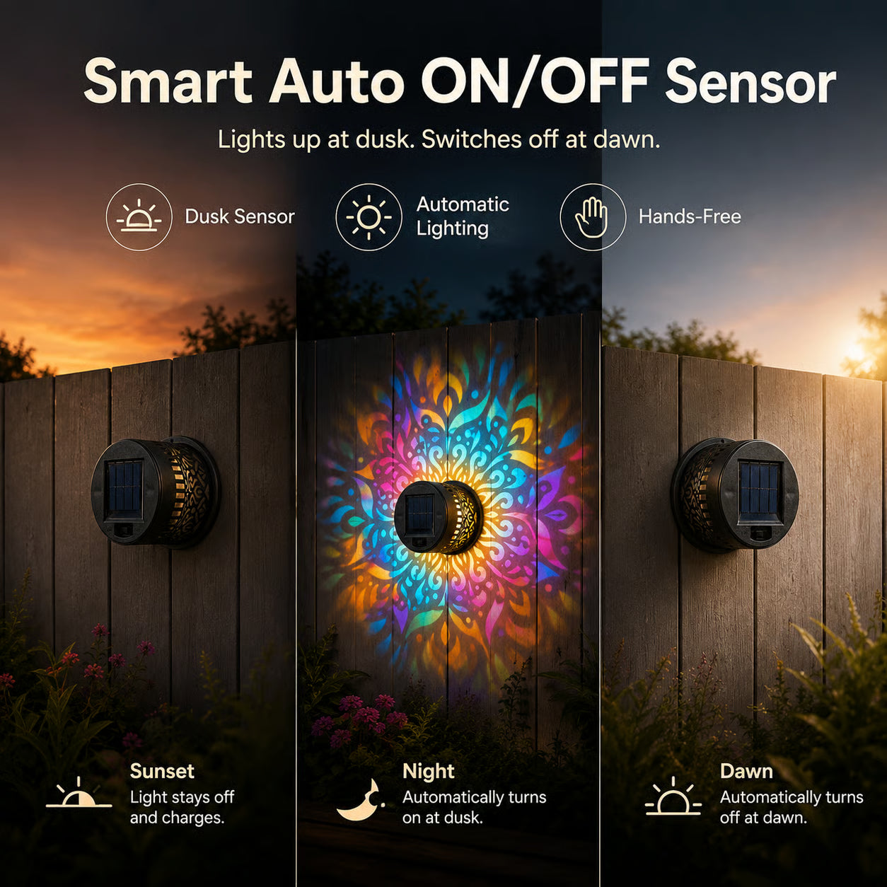 Seven-Color Changing Solar Mandala Projection Wall Light