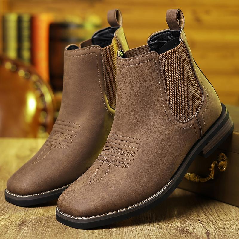 Men's Western Cowboy Boots Square Toe Chelsea