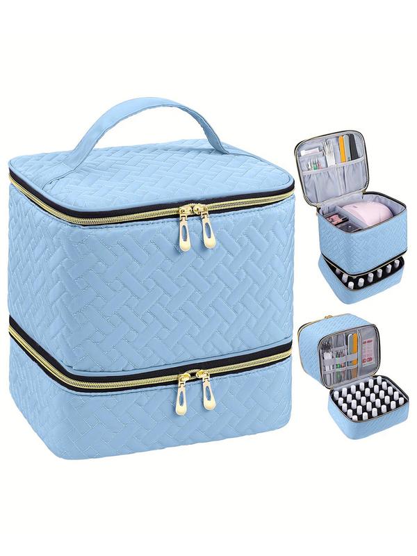 Double-Layer Quilted Nail Polish Storage Bag