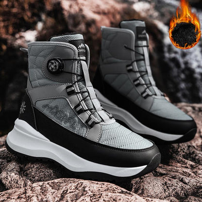 Men's Letter Print Contrast Faux Fur Snow Boots