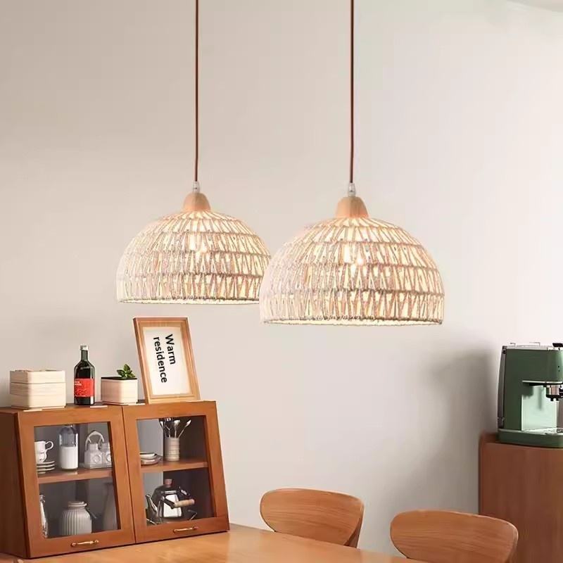 Handwoven Rattan Dome Pendant Light