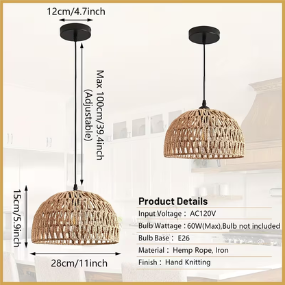 Handwoven Rattan Dome Pendant Light