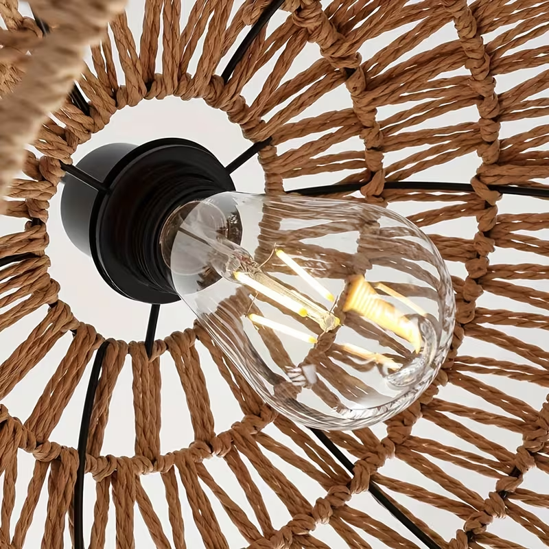 Handwoven Rattan Dome Pendant Light