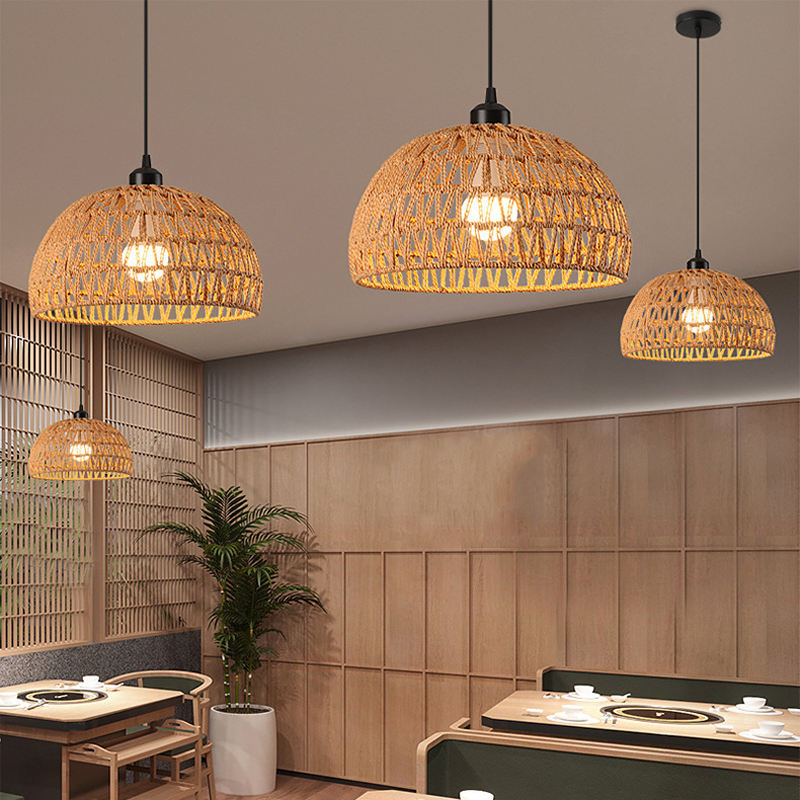 Handwoven Rattan Dome Pendant Light