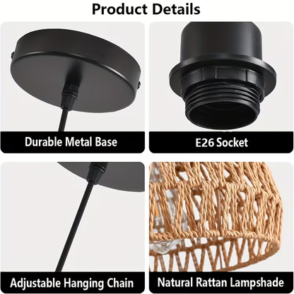 Handwoven Rattan Dome Pendant Light