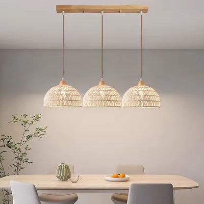 Handwoven Rattan Dome Pendant Light