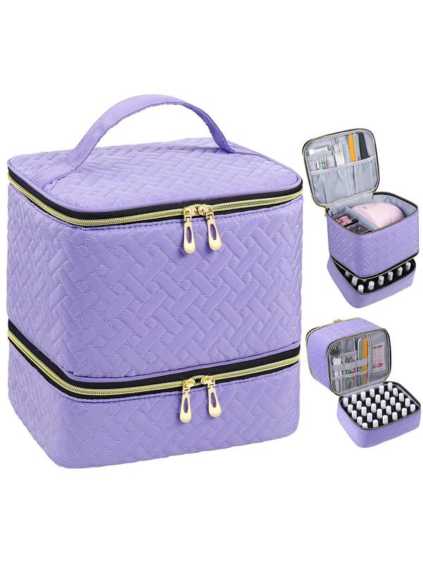 Double-Layer Quilted Nail Polish Storage Bag