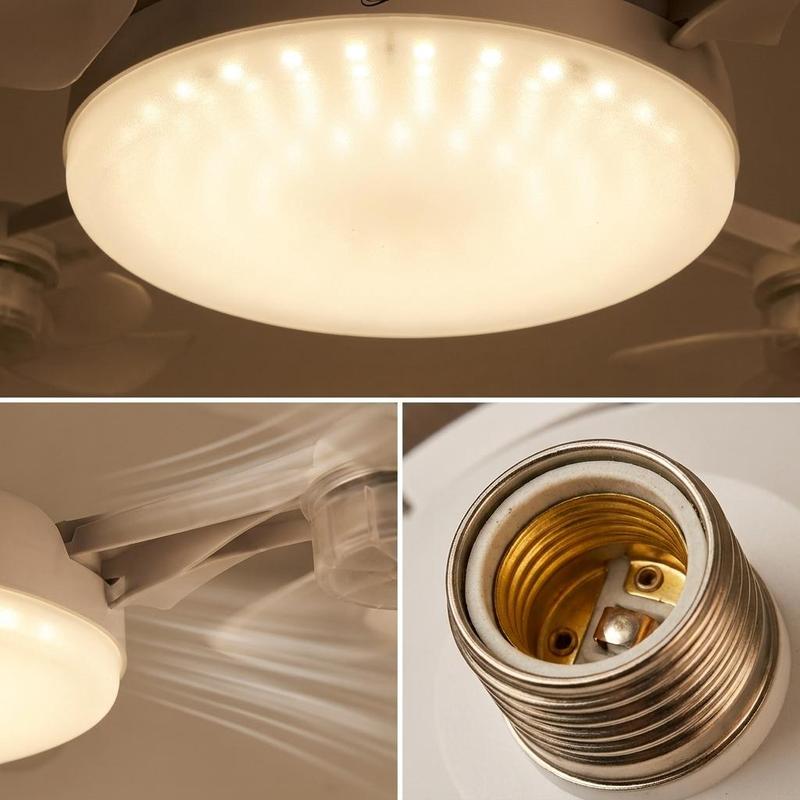 New Socket Fan Light, Screw-in Ceiling Fan with Light and Remote Control