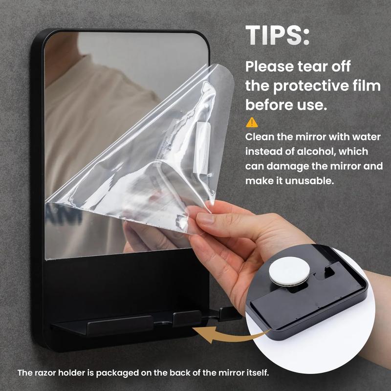 Fogless Shower Mirror, Anti-Fog with Razor Holder,