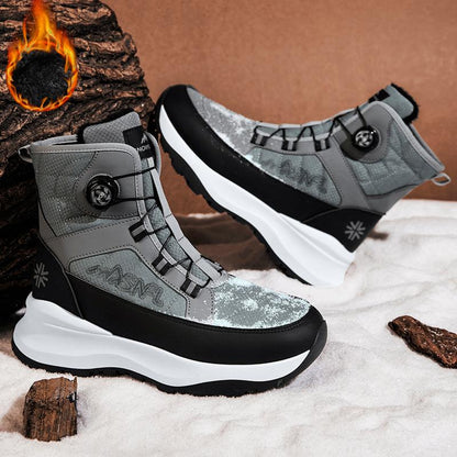 Men's Letter Print Contrast Faux Fur Snow Boots