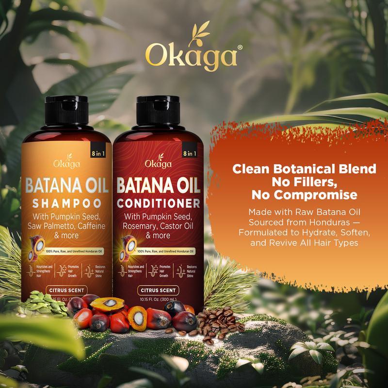 Okaga Shower Set - Batana Oil Shampoo & Conditioner - 100% Pure Organic for Hair Growth Support