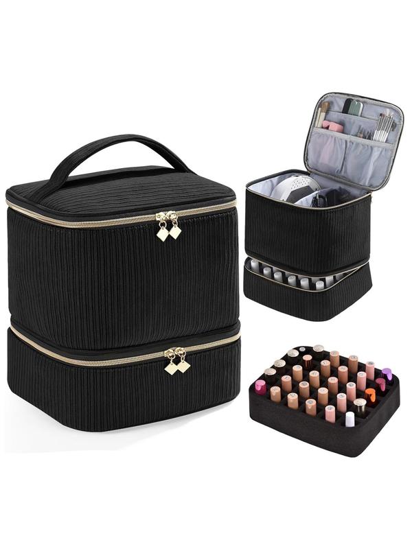 Double-Layer Quilted Nail Polish Storage Bag