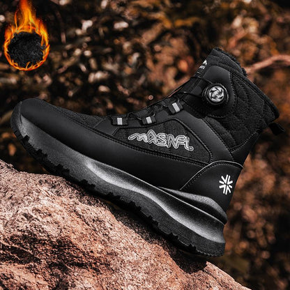Men's Letter Print Contrast Faux Fur Snow Boots