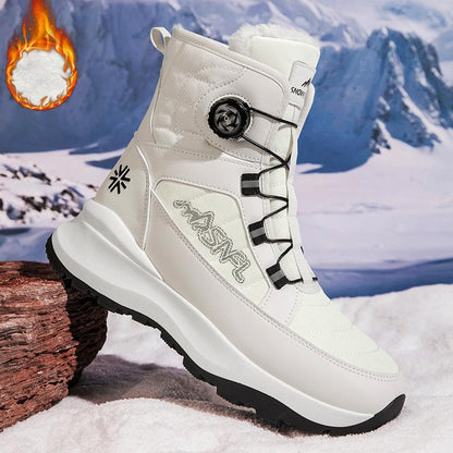 Men's Letter Print Contrast Faux Fur Snow Boots