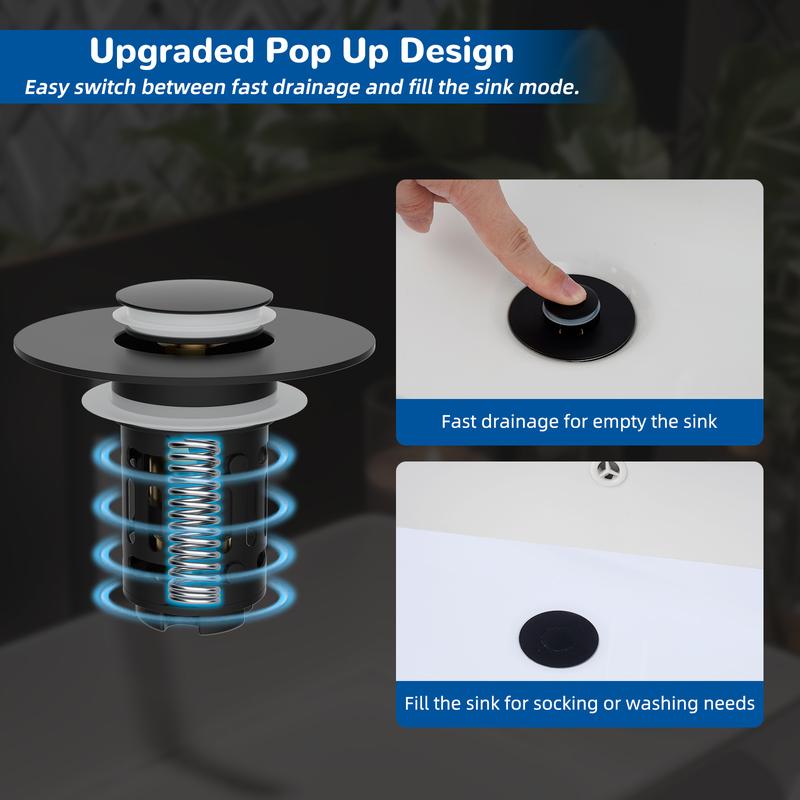 Upgraded 3-in-1 Bathroom Sink Drain Strainer Bathroom Accessories Set,
