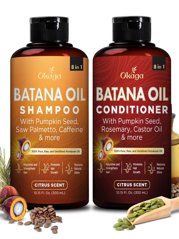 Okaga Shower Set - Batana Oil Shampoo & Conditioner - 100% Pure Organic for Hair Growth Support