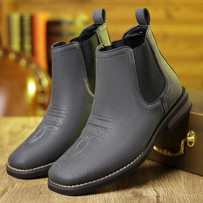 Men's Western Cowboy Boots Square Toe Chelsea