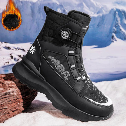 Men's Letter Print Contrast Faux Fur Snow Boots