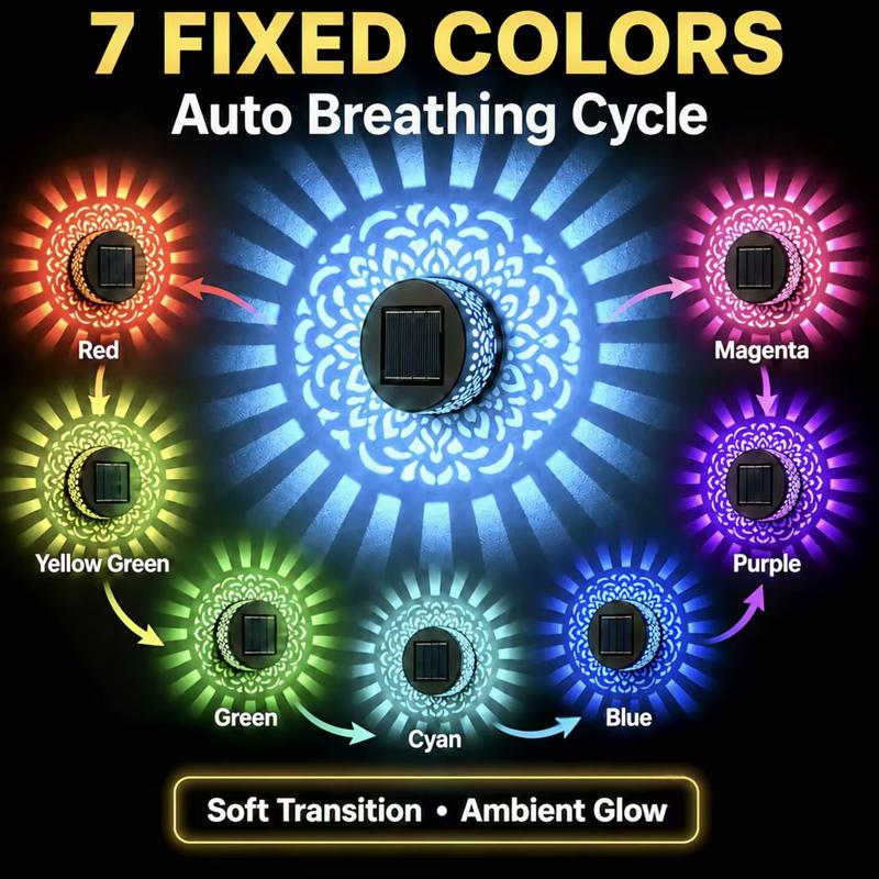 Seven-Color Changing Solar Mandala Projection Wall Light