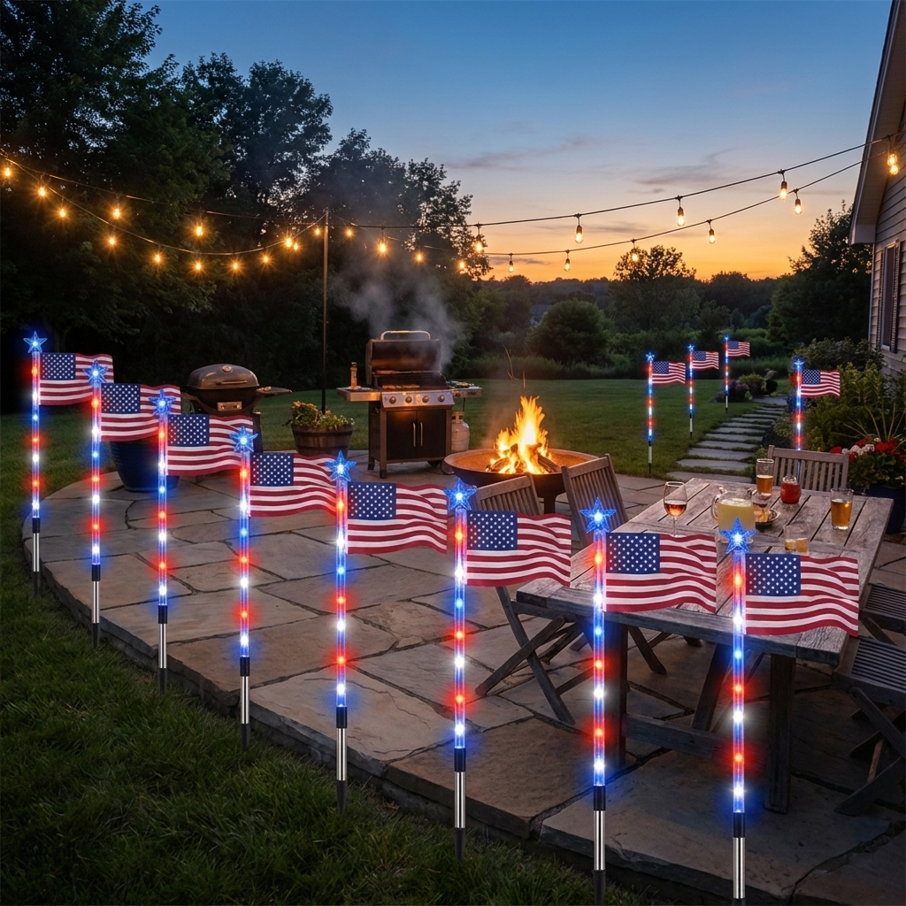 8-Piece Flag Light Set, 4th of July Decorations