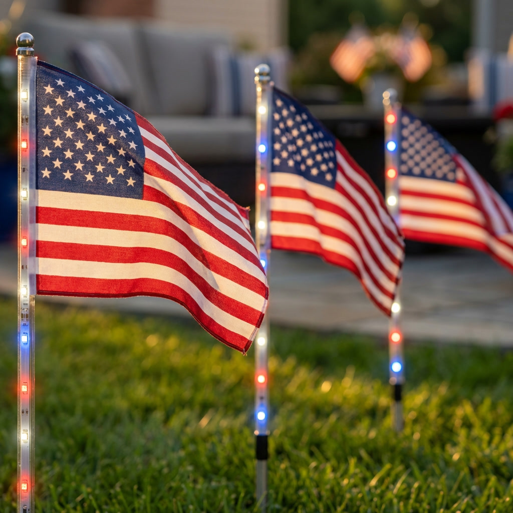 8-Piece Flag Light Set, 4th of July Decorations