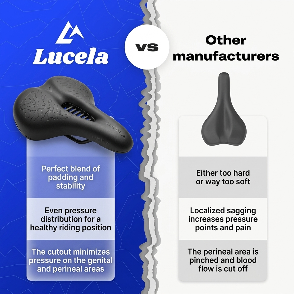 Lucela™ Ergonomic Bike Saddle | Zero Pain · Zero Numbness