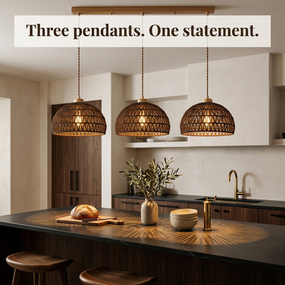 Handwoven Rattan Dome Pendant Light
