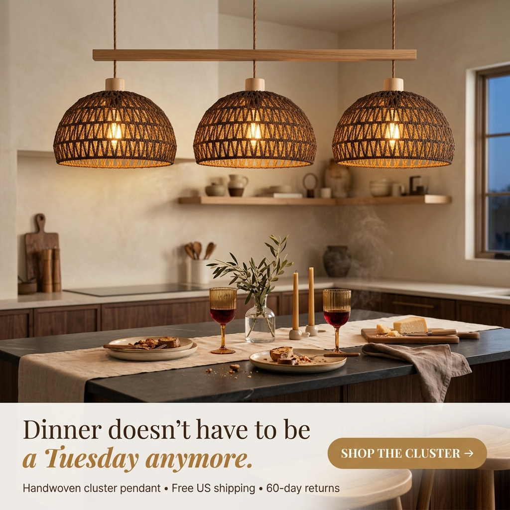 Handwoven Rattan Dome Pendant Light