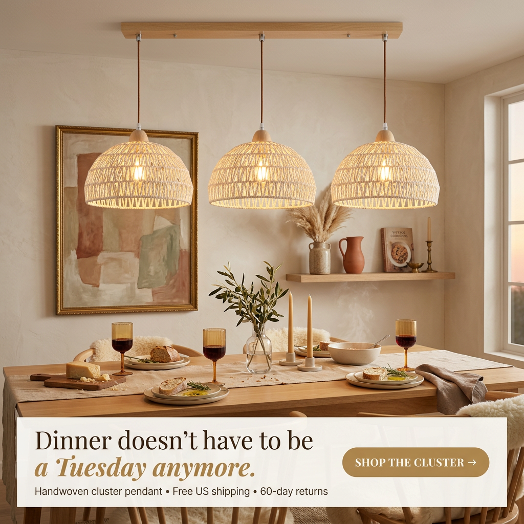 Handwoven Rattan Dome Pendant Light